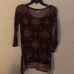 Mudd Long Sleeve Printed Floral Shirt